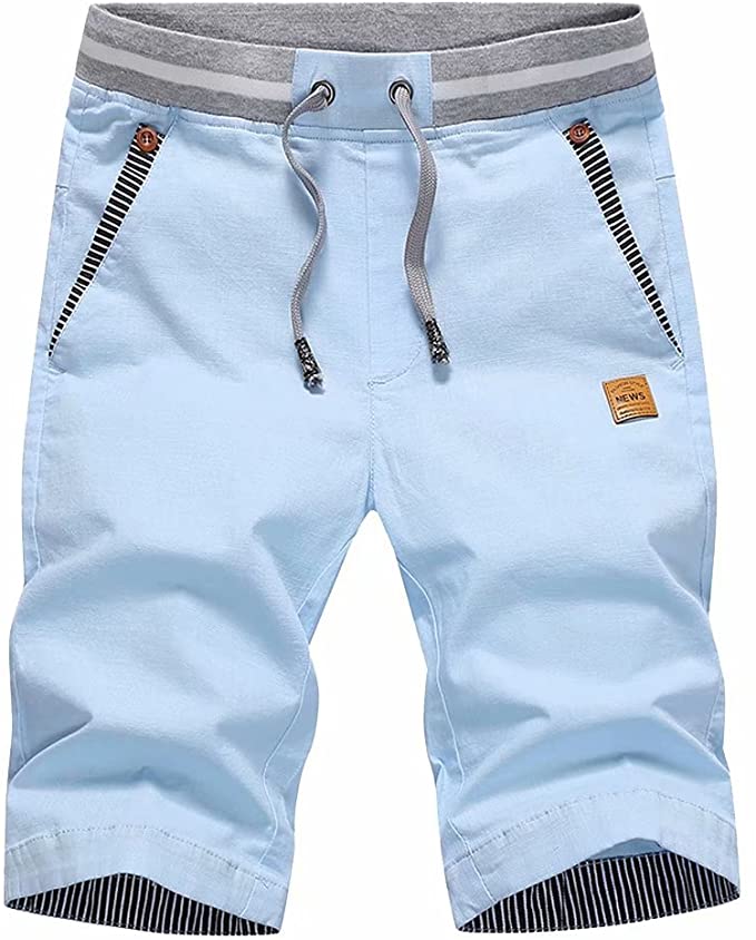 Mens Drawstring Summer Beach Shorts (Sky Blue)