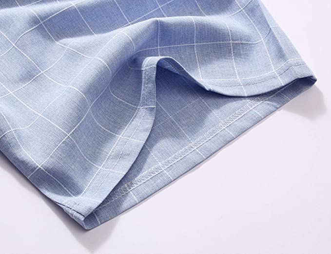 Mens Casual Plaid Beach Shorts (Sky Blue)