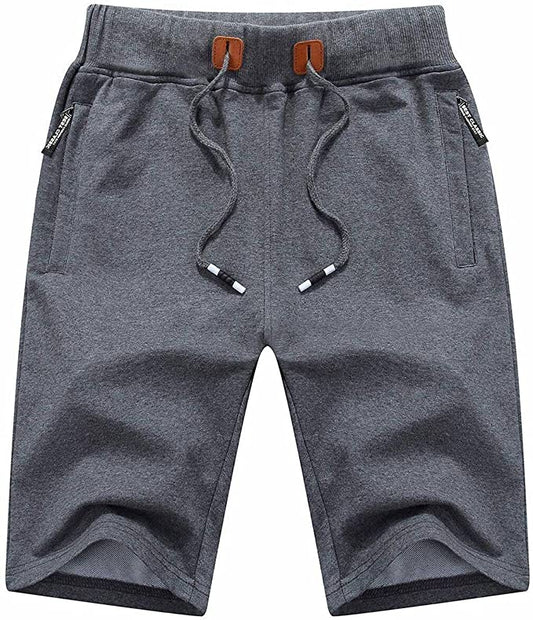 Mens Casual Beach Shorts w/ Zipper Pockets (Grey)